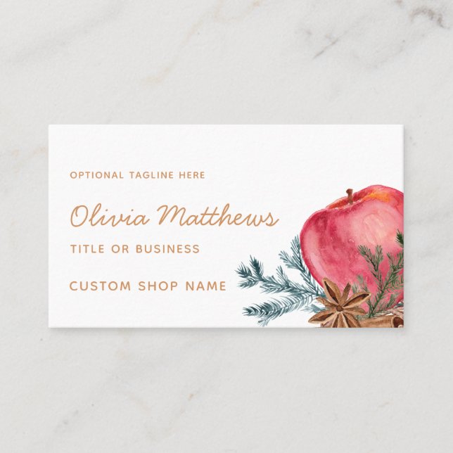 Apple Cinnamon Fall or Winter Bakery Food Business Card (Front)
