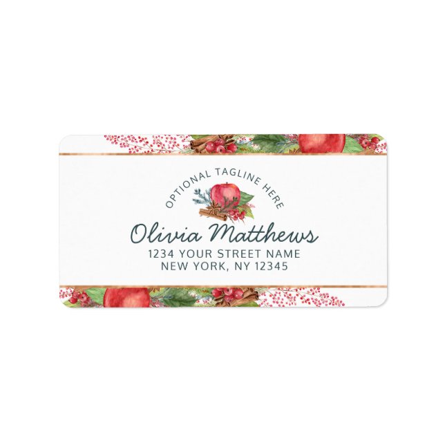 Apple Cinnamon Fall or Winter Holiday Custom Shop Label (Front)