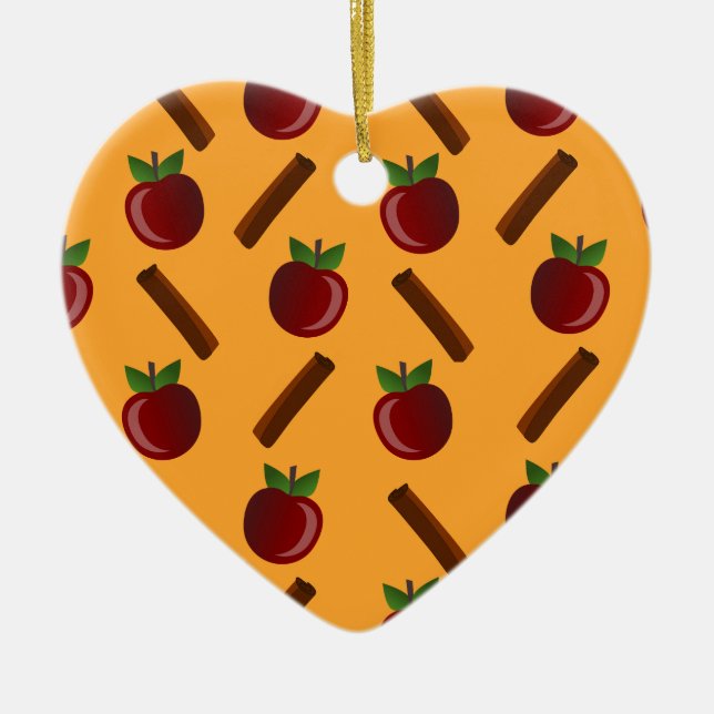Apple Cinnamon Pattern Ceramic Tree Decoration (Front)