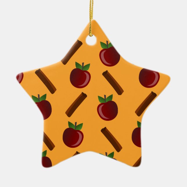 Apple Cinnamon Pattern Ceramic Tree Decoration (Front)