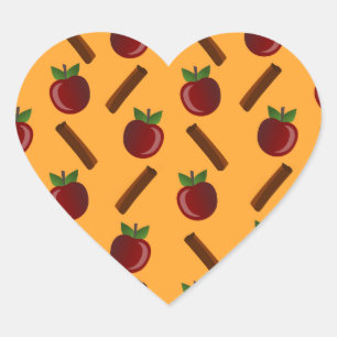 Apple Cinnamon Pattern Heart Sticker