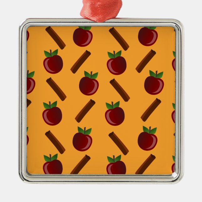 Apple Cinnamon Pattern Metal Tree Decoration (Front)