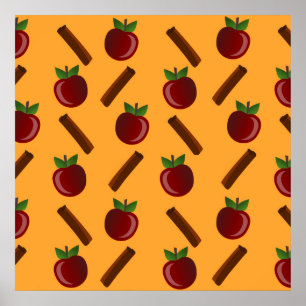 Apple Cinnamon Pattern Poster