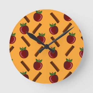 Apple Cinnamon Pattern Round Clock