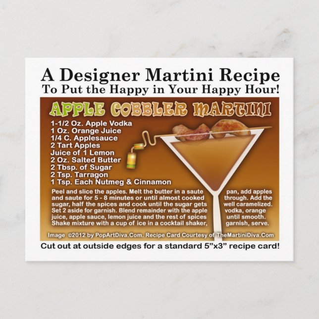 Apple Cobbler Martini Recipe Postcard (Front)