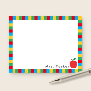 Apple & Colourful Blocks Cute Teacher Stationery Card