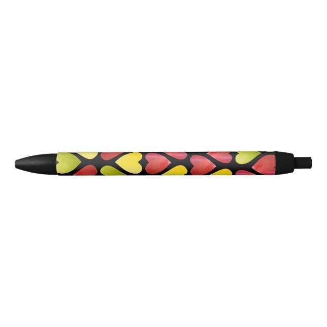 Apple colourful hearts pattern black ink pen (Front)