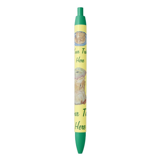 apple core, apple pie and maggot funny black ink pen (Front Vertical)