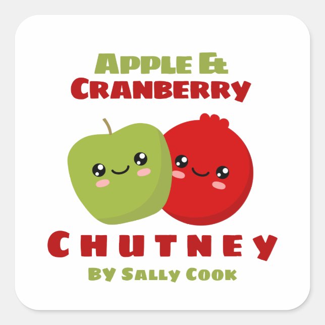 Apple & cranberry chutney square sticker (Front)