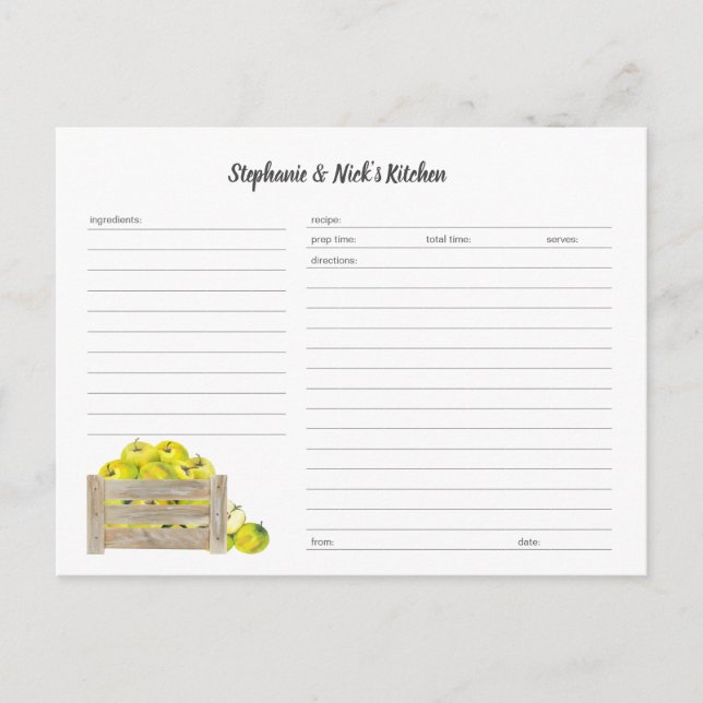 Apple Crate Recipe Card template (Front)