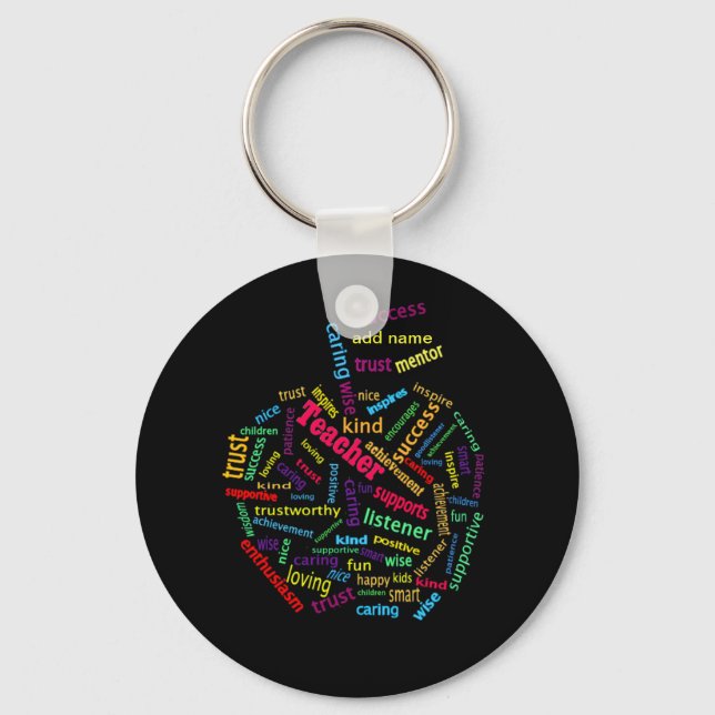 Apple Customise Add Teachers name on Apple Leaf Key Ring (Front)