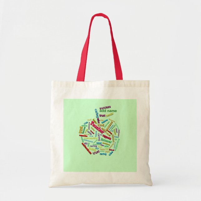 Apple Customise Add Teachers name on Apple Leaf Tote Bag (Front)