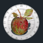 Apple Dartboard<br><div class="desc">Colour pencil drawing of a red and green apple at the end of apple picking season.</div>