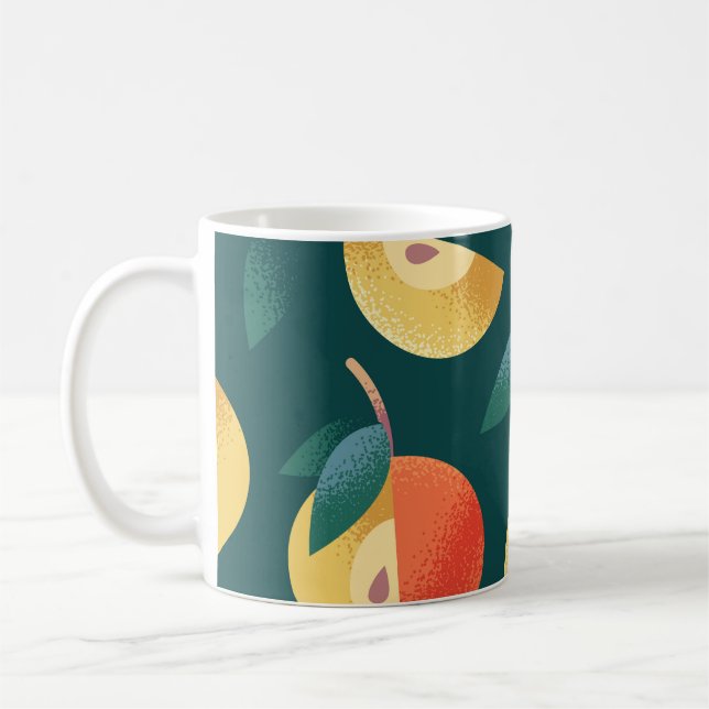 Apple Delight: Dark Green Seamless. Coffee Mug (Left)