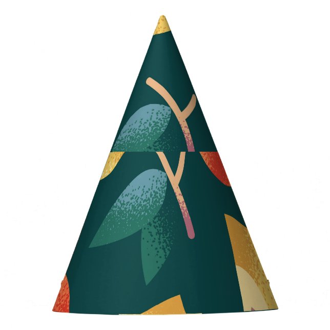 Apple Delight: Dark Green Seamless. Party Hat (Front)