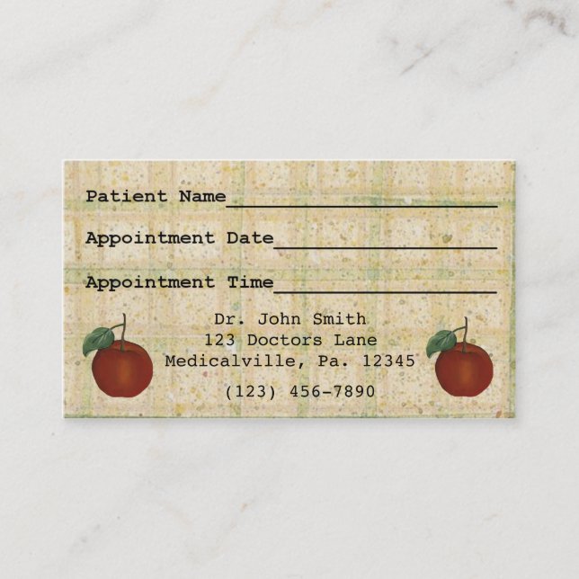 Apple Doctor's Appointment Business Card (Front)