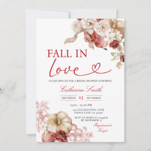 Apple Fall in Love Pumpkin Bridal Shower Autumn Invitation