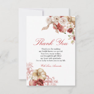 Apple Fall in Love Pumpkin Bridal Shower Thank You Card