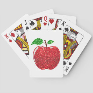Apple Faux Red Glitter Playing Cards
