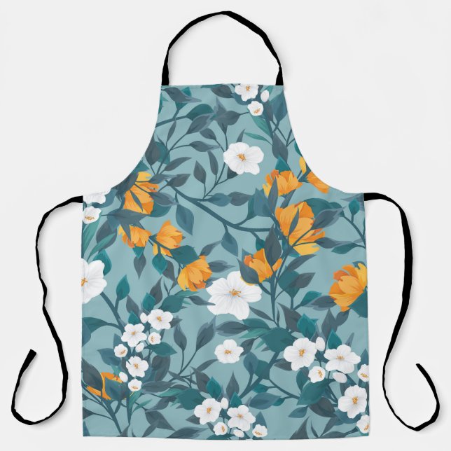 Apple Floral: Blooming Pattern Motif. Apron (Front)