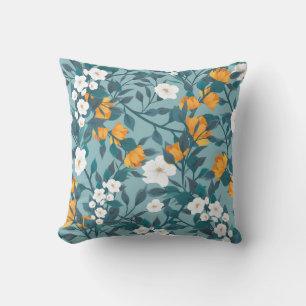 Apple Floral: Blooming Pattern Motif. Cushion