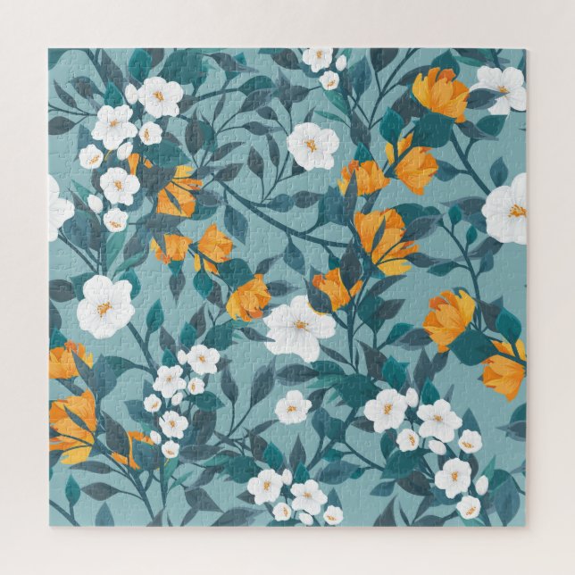 Apple Floral: Blooming Pattern Motif. Jigsaw Puzzle (Vertical)