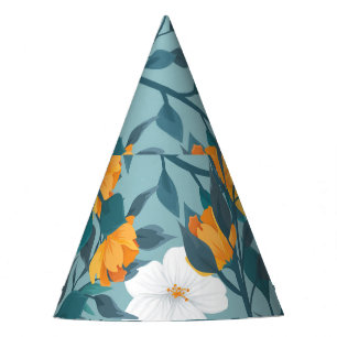 Apple Floral: Blooming Pattern Motif. Party Hat