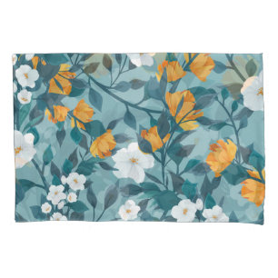 Apple Floral: Blooming Pattern Motif. Pillowcase