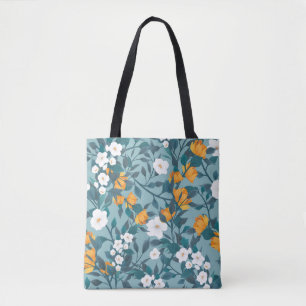 Apple Floral: Blooming Pattern Motif. Tote Bag