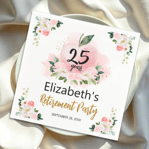 Apple Floral Teacher Retirement Party  Napkin