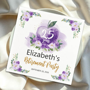 Apple Floral Teacher Retirement Party  Napkin