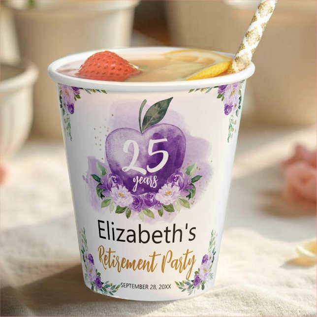 Apple Floral Teacher Retirement Party  Paper Cups (Creator Uploaded)