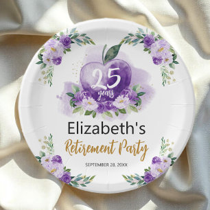 Apple Floral Teacher Retirement Party  Paper Plate