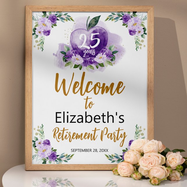 Apple Floral Teacher Retirement Party Welcome Sign (Creator Uploaded)