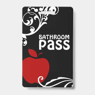 Apple Flouris Classroom Bathroom Pass for Teachers ID Badge