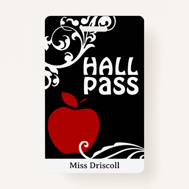 Apple Flourish Classroom Teacher Hall Pass ID Badge (Front)