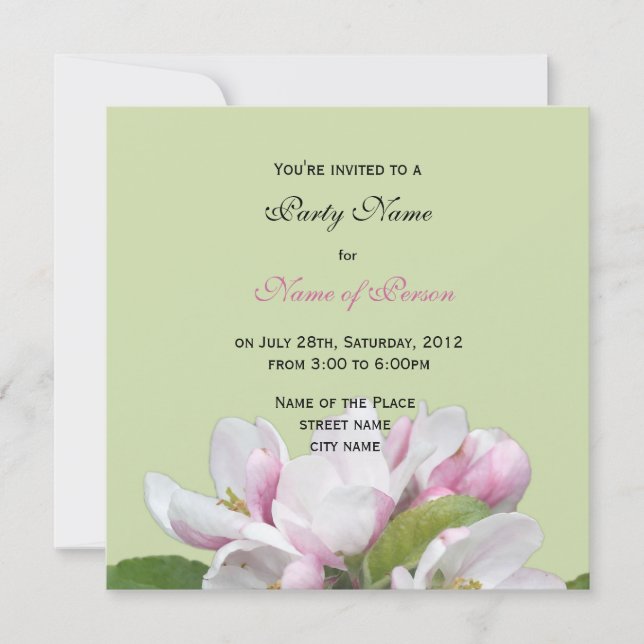 apple flowers all party invitation (Front)