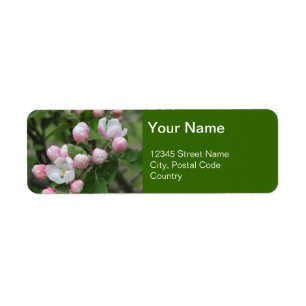 apple flowers green address label