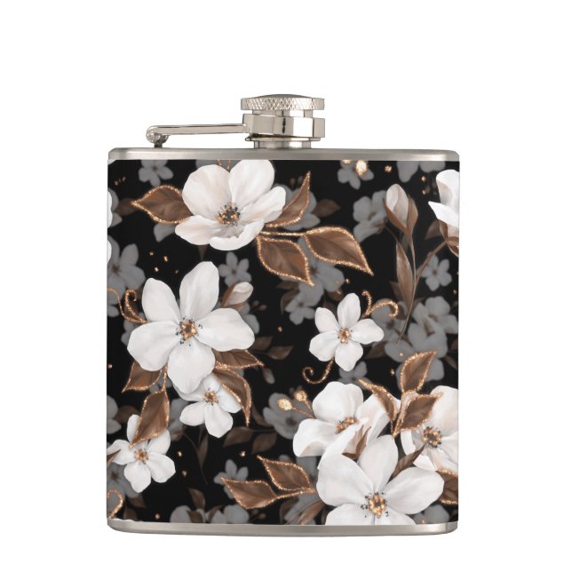 Apple flowers hip flask (Front)