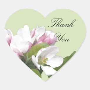 Apple flowers thank you sticker. heart sticker
