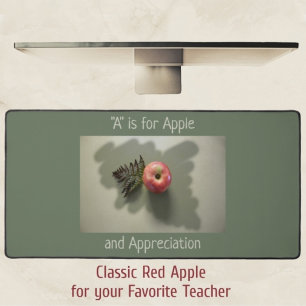 Apple for Teacher Appreciation Photographic Green Desk Mat