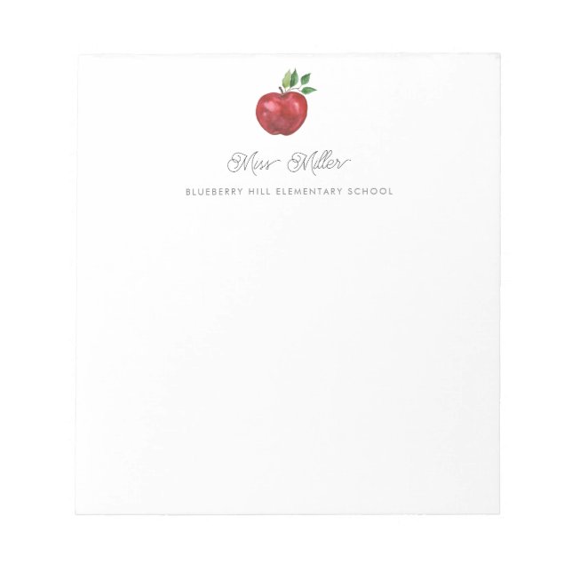 Apple for Teacher Personalised Notepad (Front)