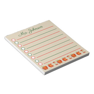 Apple for the School Teacher Red Personalised List Notepad