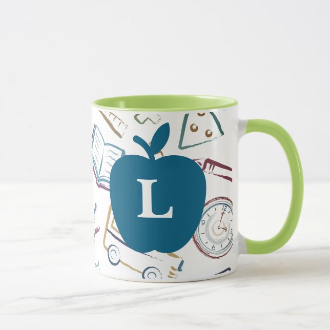 Apple for the Teacher Custom Monogram Mug (Right)