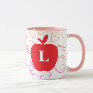Apple for the Teacher Custom Monogram Mug