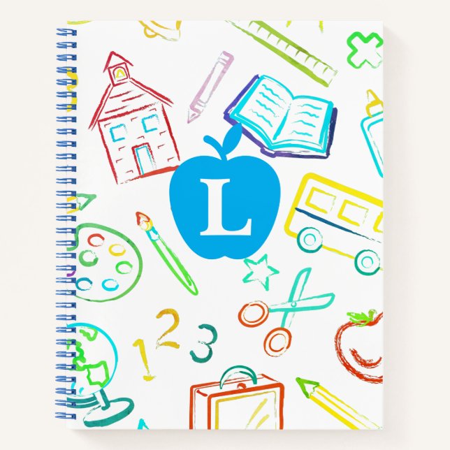 Apple for the Teacher Monogram Spiral Notebook (Front)