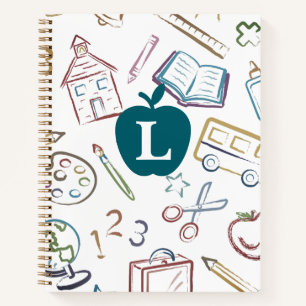 Apple for the Teacher Monogram Spiral Notebook