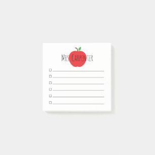 Apple for the Teacher Personalised Check List Post-it Notes