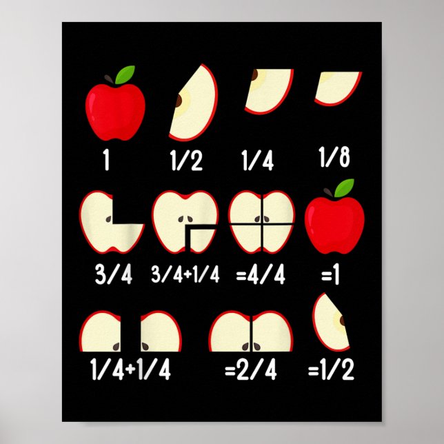 Apple Fraction Math Teachers Back To School Educat Poster (Front)
