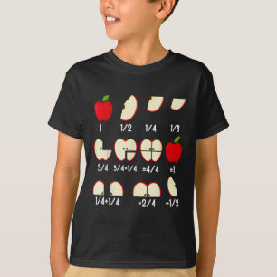 Apple Fraction Math Teachers Back To School Educat T-Shirt